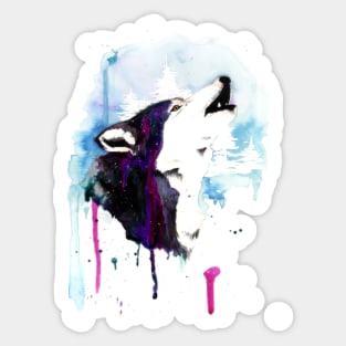 Paint Spatter Galaxy Wolf Sticker